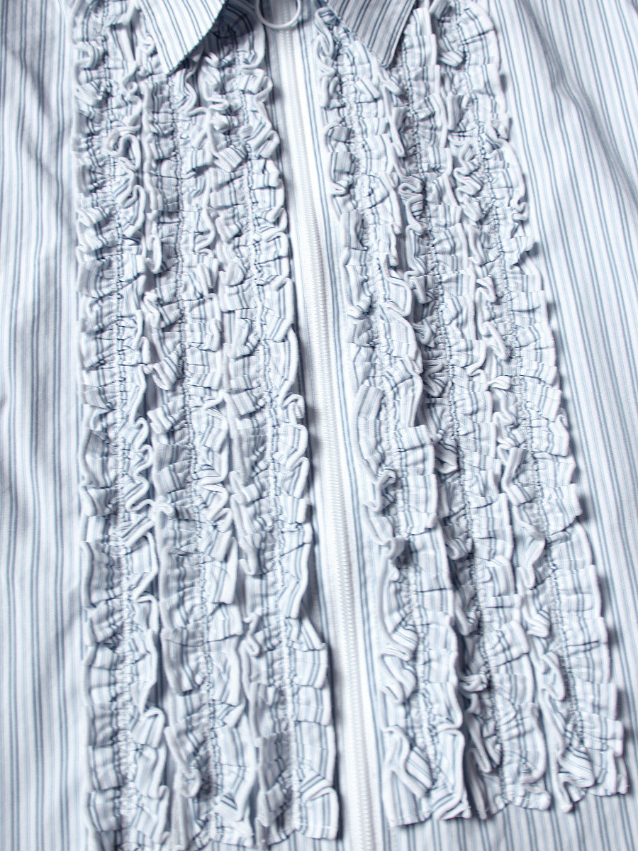Kapital Cotton Striped Zipper Frill Shirt