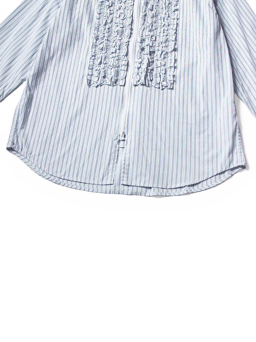 Kapital Cotton Striped Zipper Frill Shirt