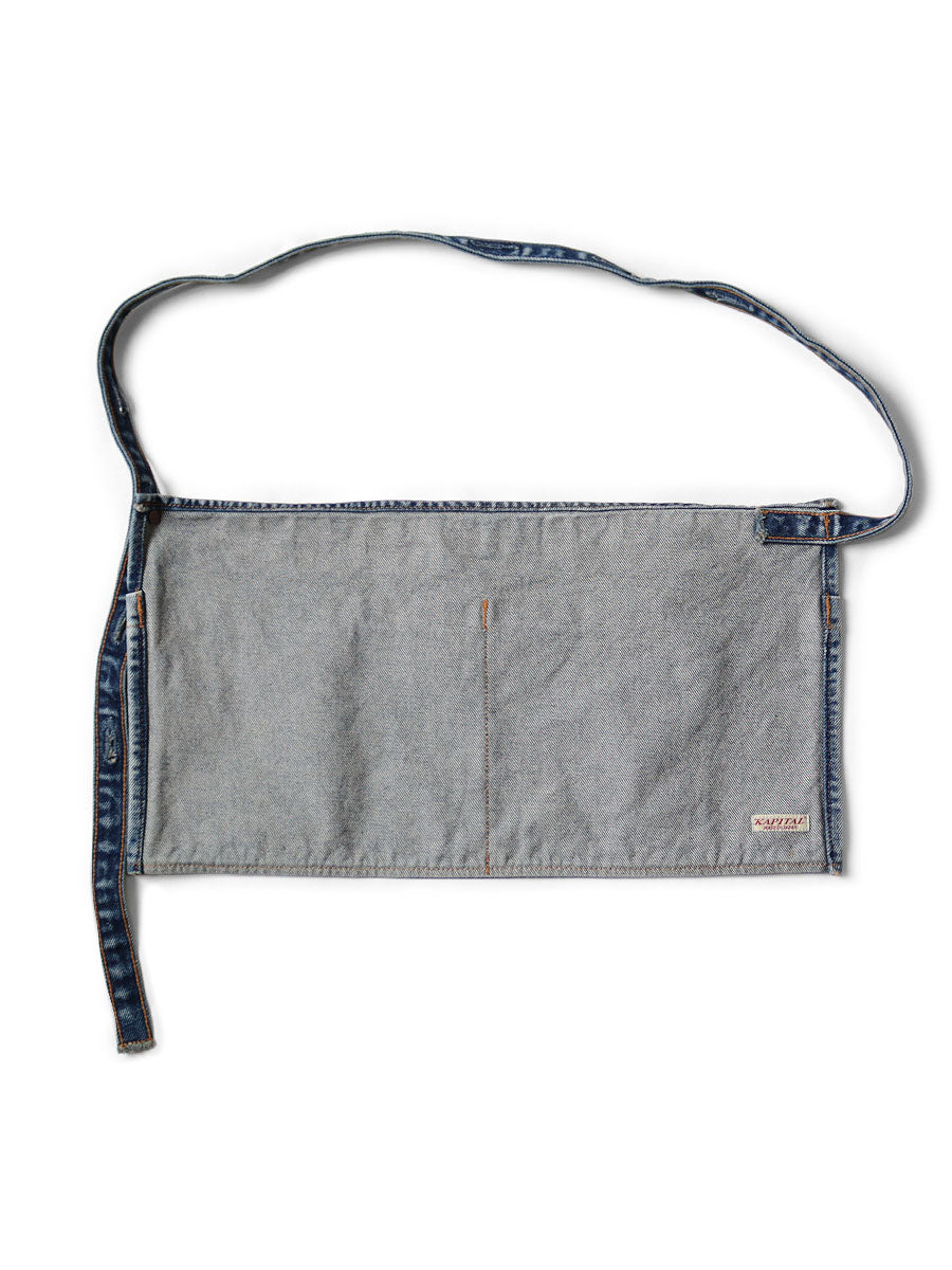 Kapital 13oz Denim Damaged Short Apron (GUIDING LIGHT Print)