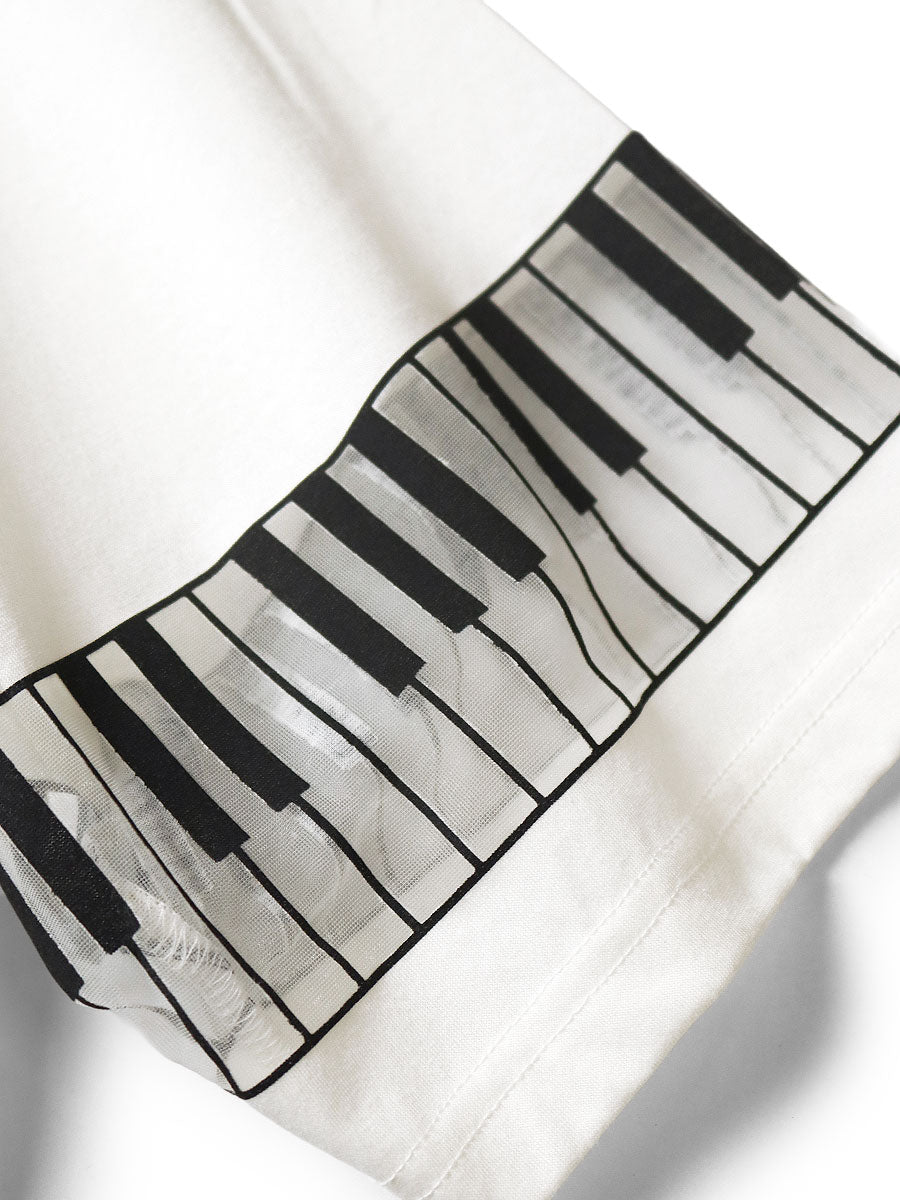 Kapital Sheer Opal Jersey Crew T-Shirt (Life Kapriccio Piano Print)