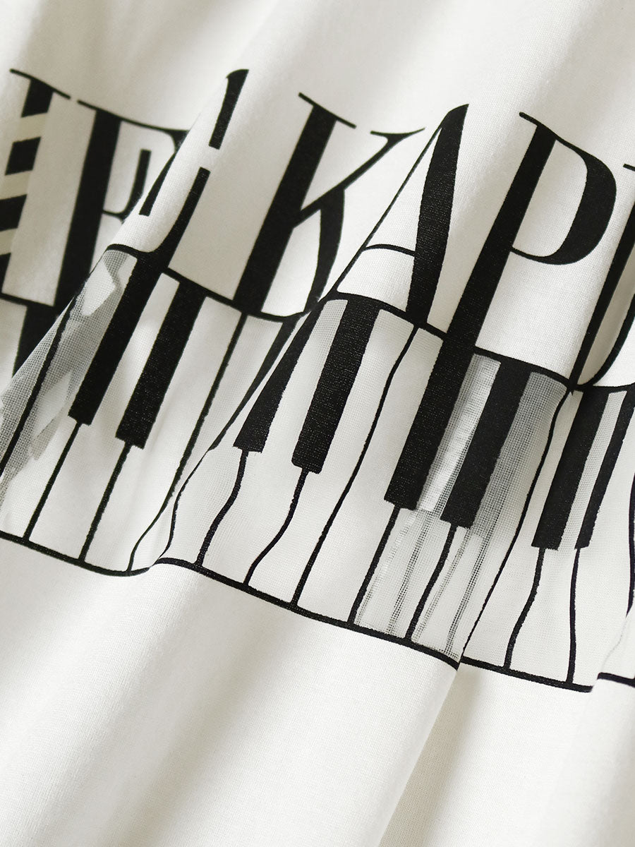 Kapital Sheer Opal Jersey Crew T-Shirt (Life Kapriccio Piano Print)