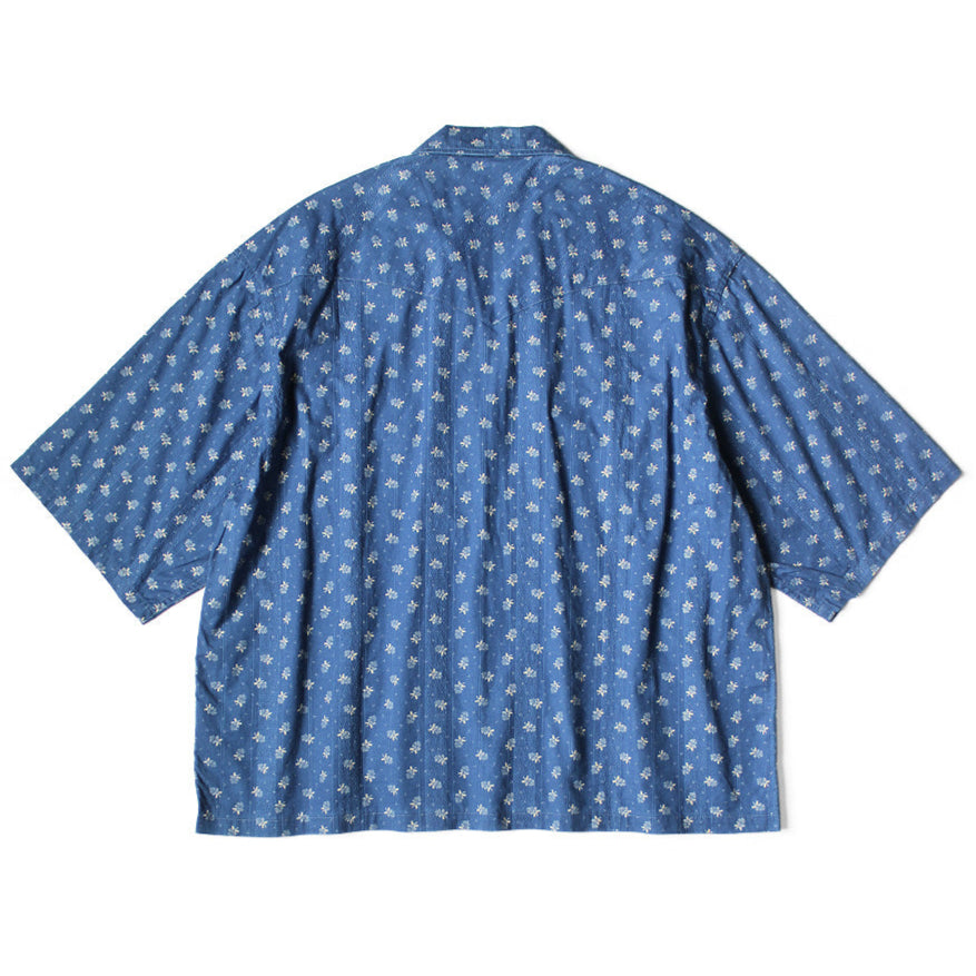 Kapital Dobby Stripe IDG Discharge Print Open Collar Western Big Shirt