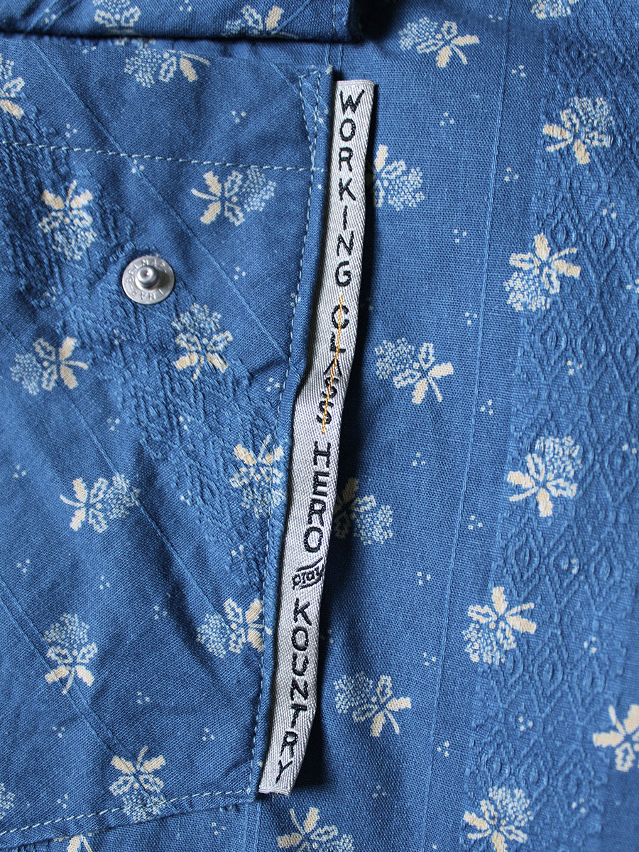 Kapital Dobby Stripe IDG Discharge Print Open Collar Western Big Shirt