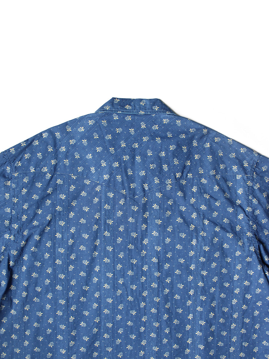 Kapital Dobby Stripe IDG Discharge Print Open Collar Western Big Shirt