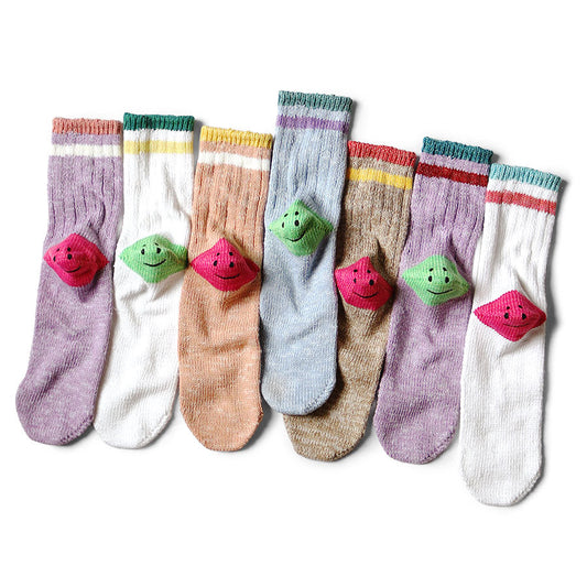 Kapital Ivy Rainbowy Smile Happy Heel Hold Socks