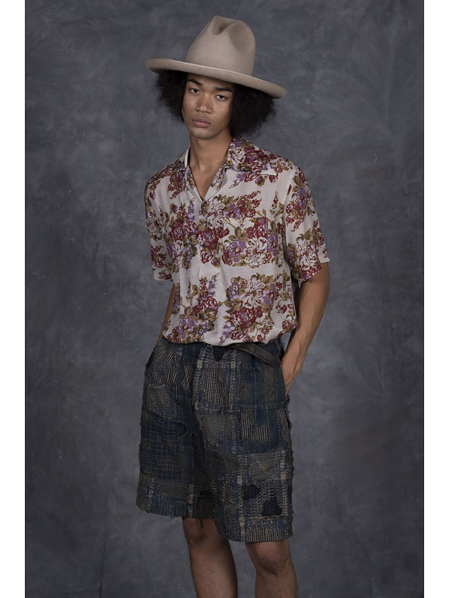 Kapital Silk Rayon Champetre Amaterasu Pattern Wrangle Collar Aloha Shirt