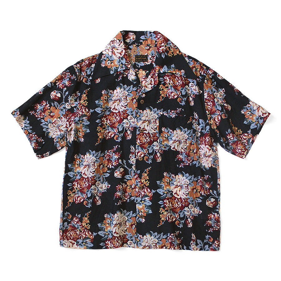 Kapital Silk Rayon Champetre Amaterasu Pattern Wrangle Collar Aloha Shirt