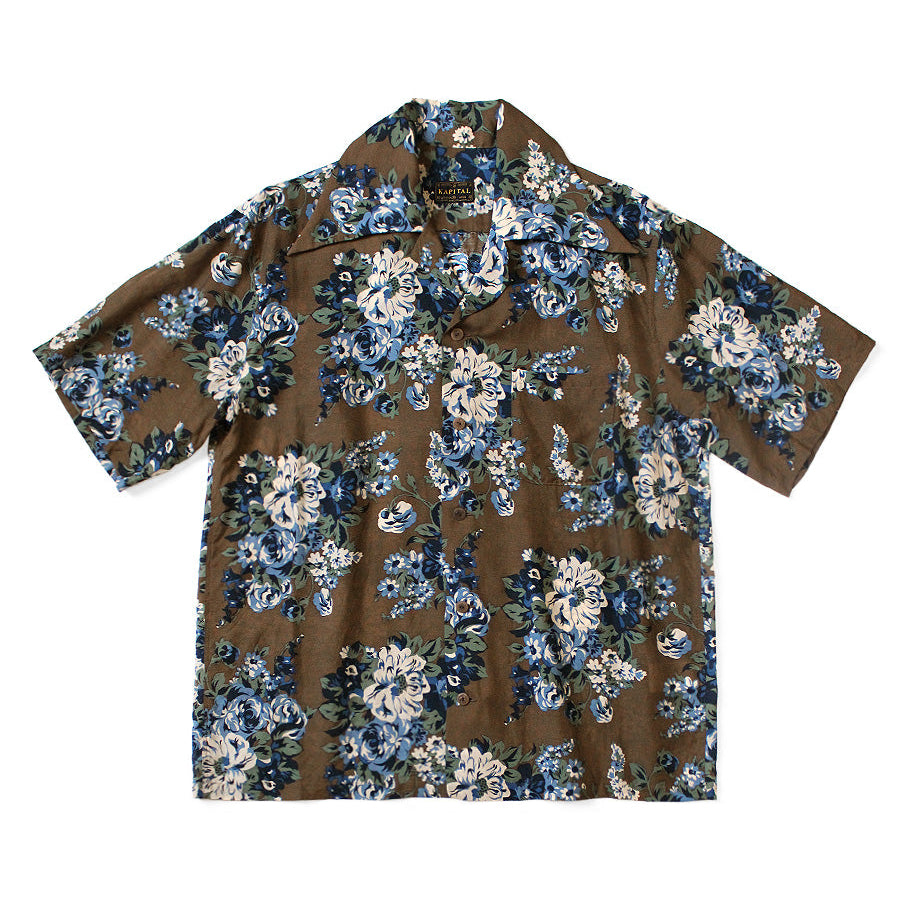 Kapital Silk Rayon Champetre Amaterasu Pattern Wrangle Collar Aloha Shirt