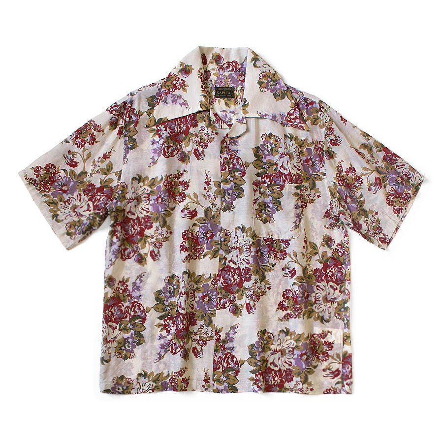 Kapital Silk Rayon Champetre Amaterasu Pattern Wrangle Collar Aloha Shirt
