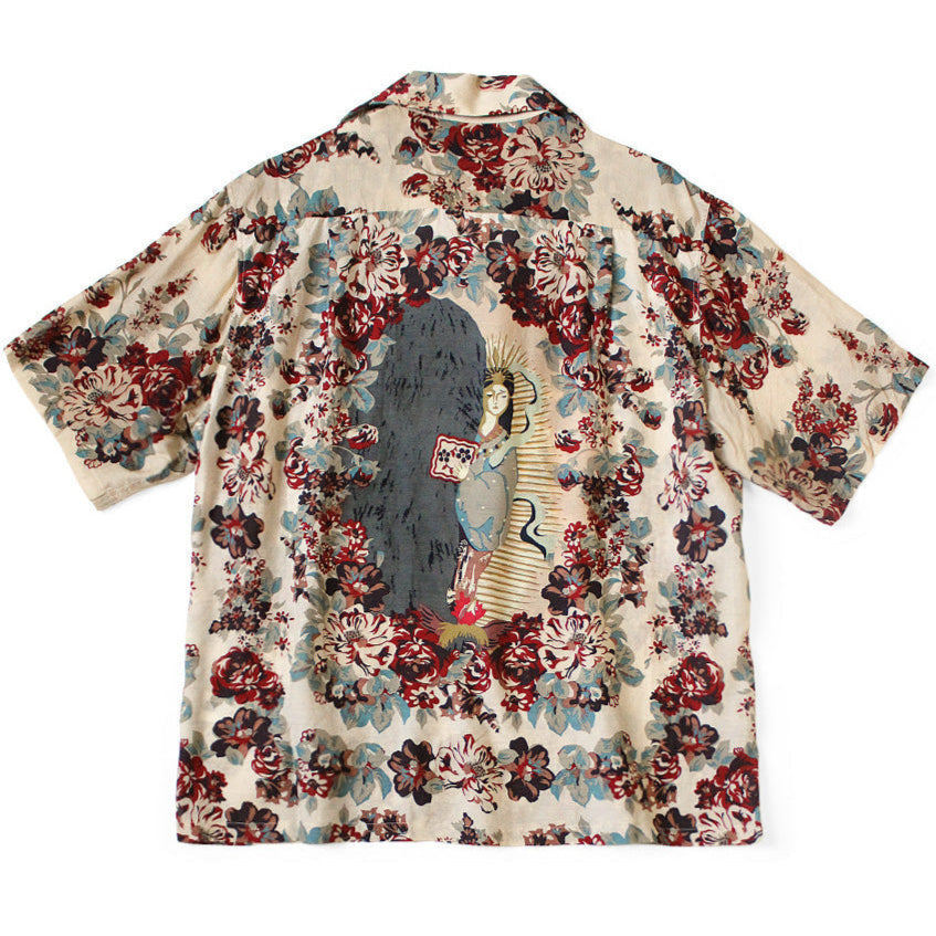 Kapital Silk Rayon Champetre Amaterasu Pattern Wrangle Collar Aloha Shirt