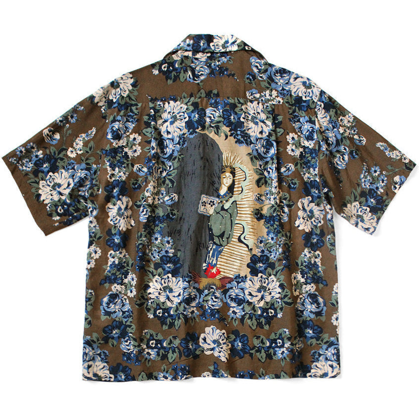 Kapital Silk Rayon Champetre Amaterasu Pattern Wrangle Collar Aloha Shirt