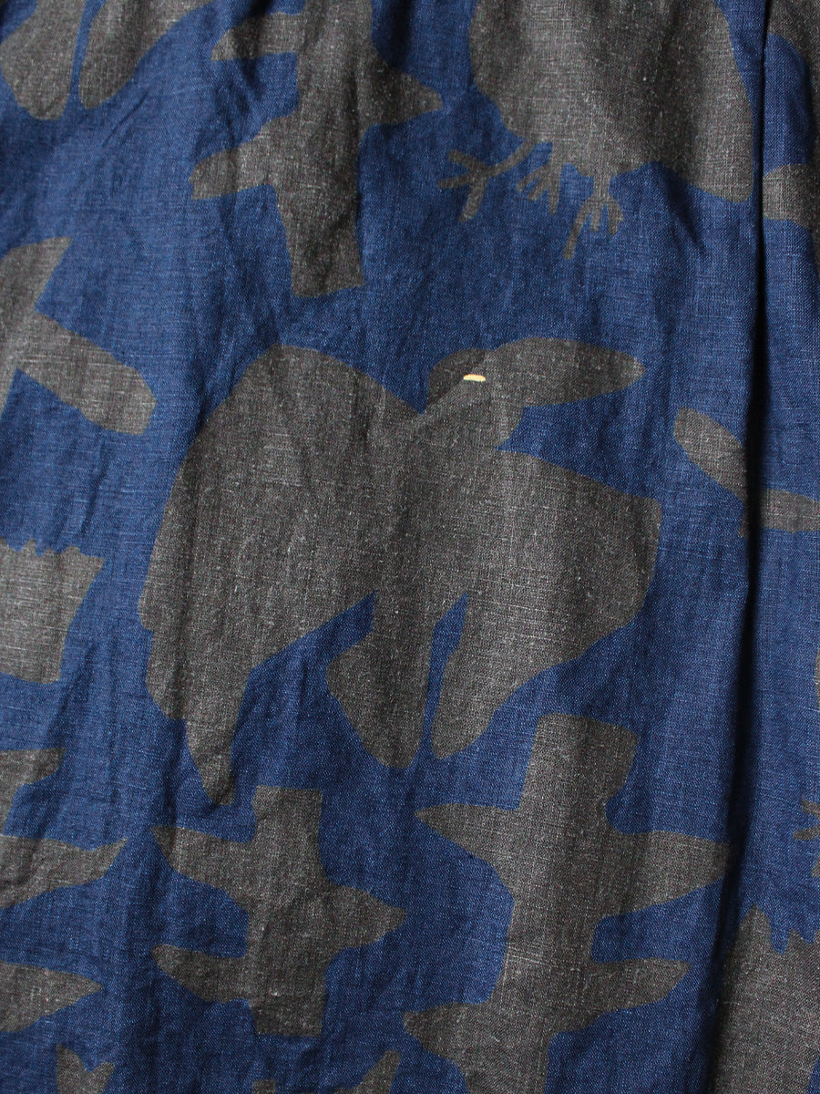 Kapital French Cross Linen Guiding Light Crow Discharge Print Aloha Shirt