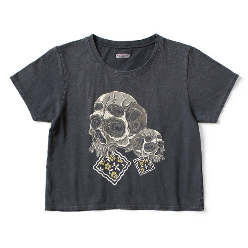 Kapital Jersey Cropped T-Shirt (Peckish Rain Skull Print)