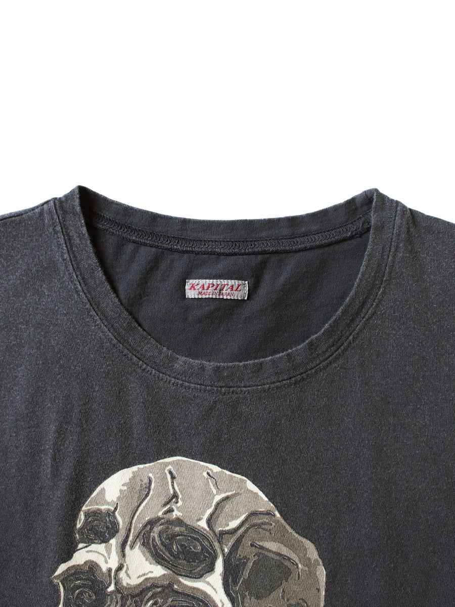 Kapital Jersey Cropped T-Shirt (Peckish Rain Skull Print)