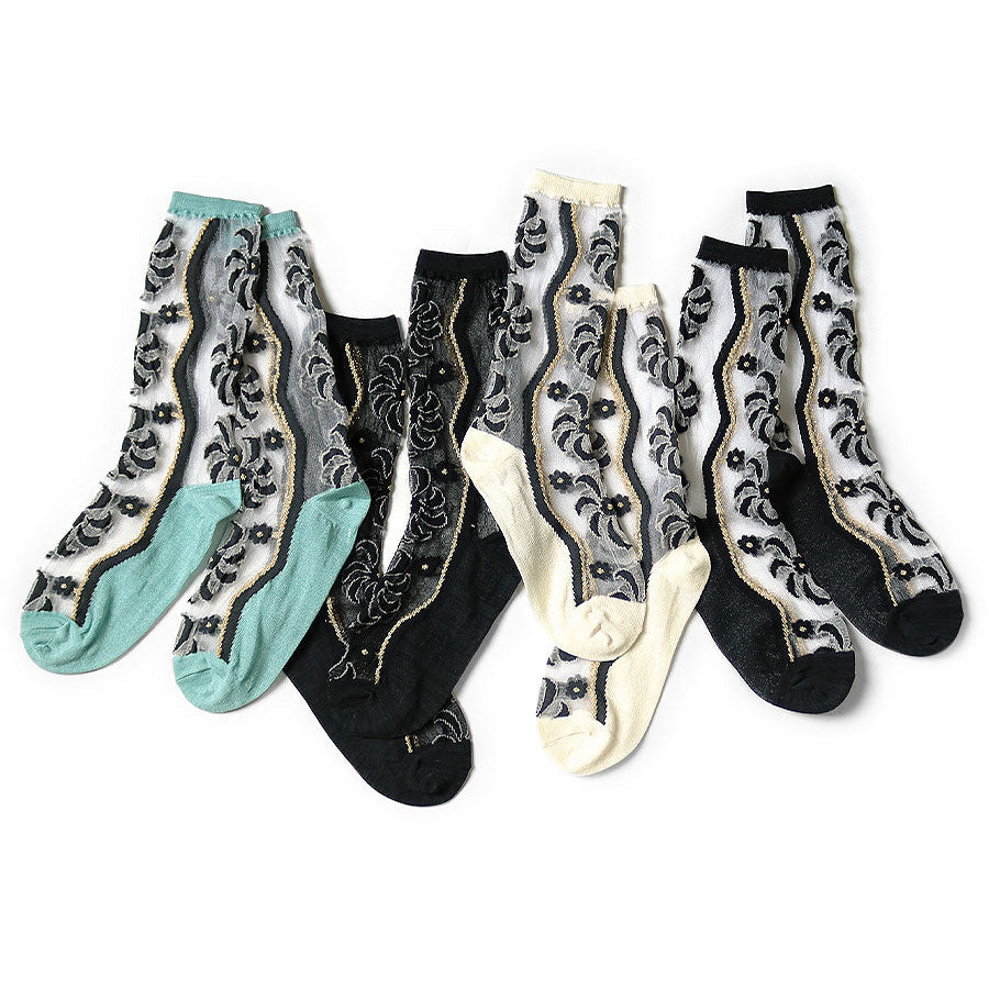 Kapital Moulin Quilt Pattern See-Through Socks