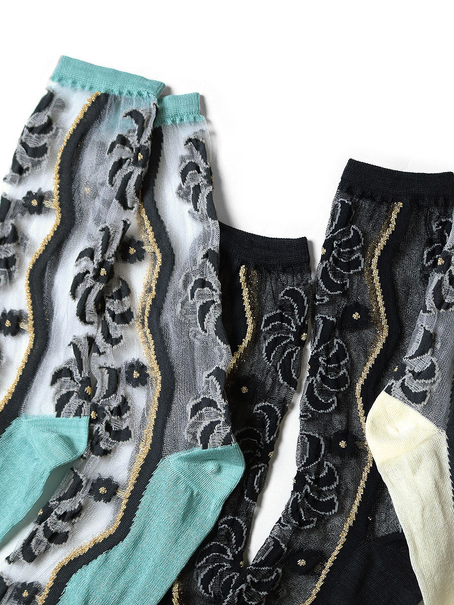 Kapital Moulin Quilt Pattern See-Through Socks