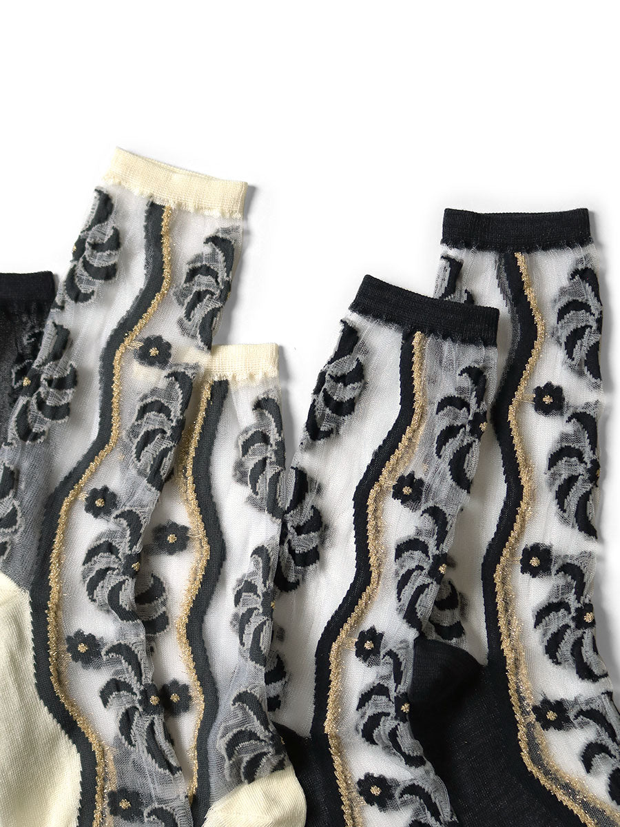 Kapital Moulin Quilt Pattern See-Through Socks