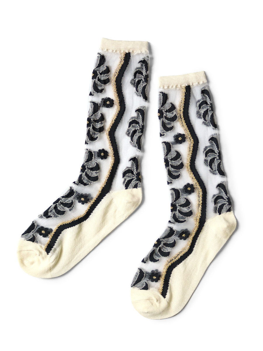 Kapital Moulin Quilt Pattern See-Through Socks