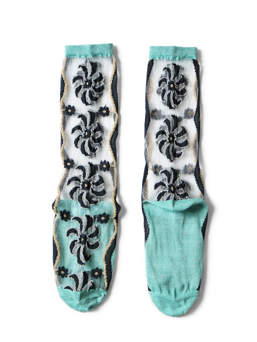 Kapital Moulin Quilt Pattern See-Through Socks