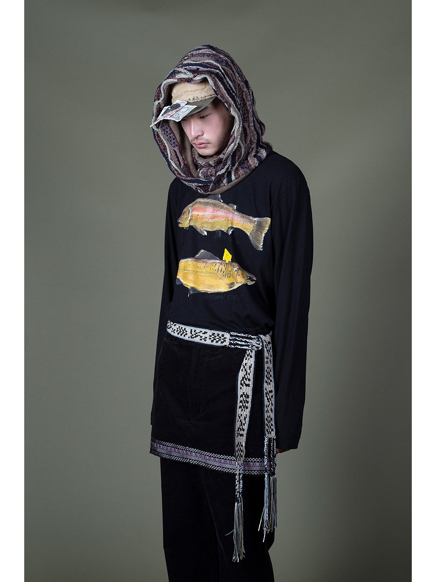 Kapital Jersey Crew Long Sleeve T-Shirt (2 Trout Peckish Rainbowy Print)