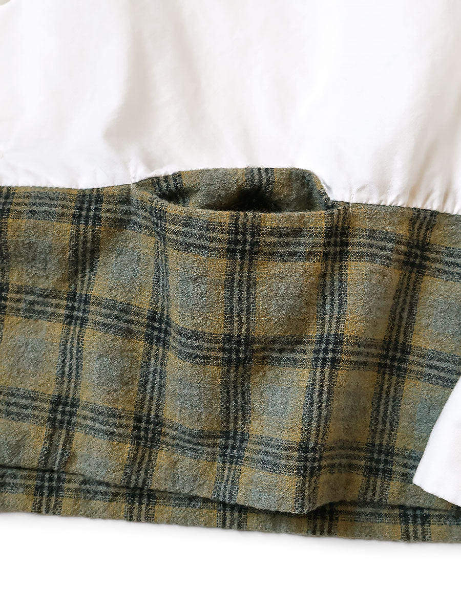 Kapital Ox x Wool Check Dog-Bite Open-Collar Shirt