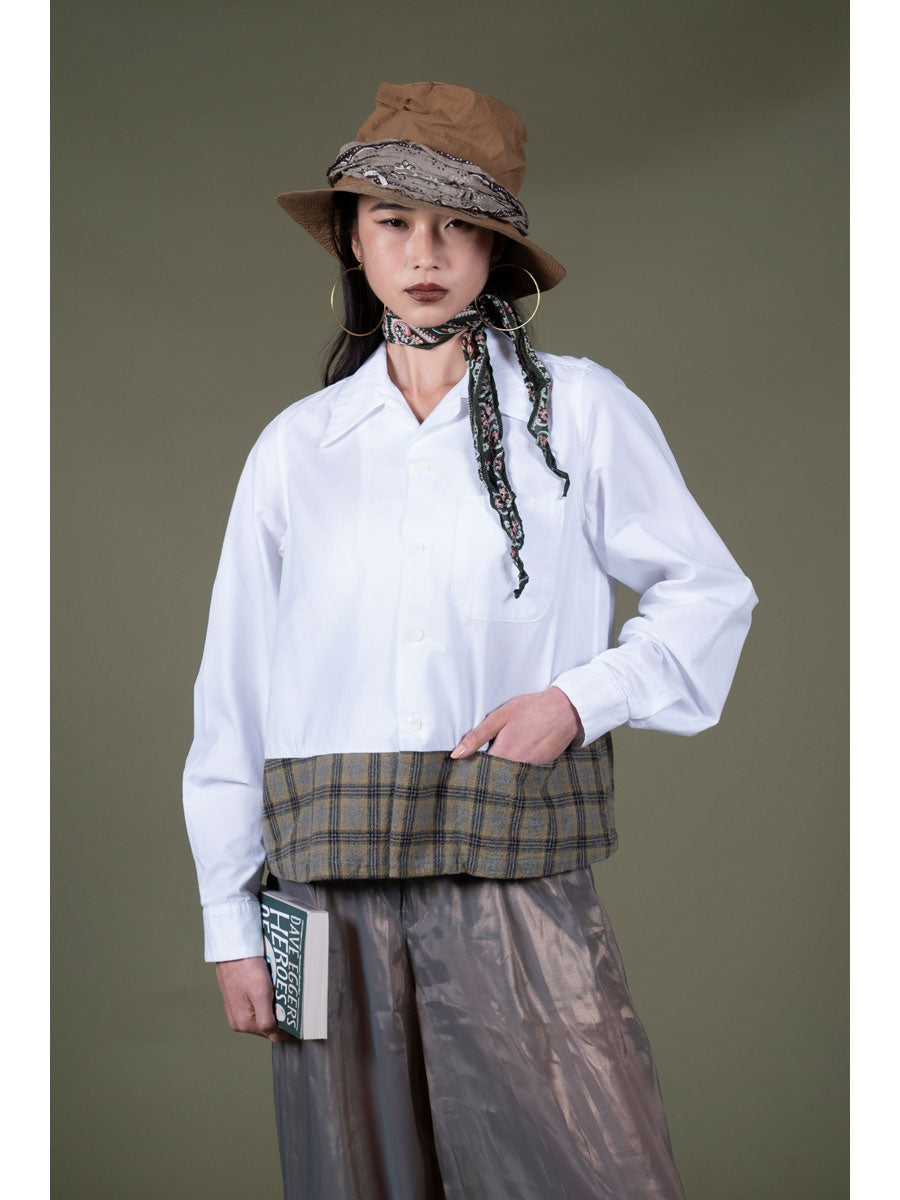 Kapital Ox x Wool Check Dog-Bite Open-Collar Shirt