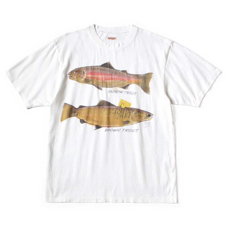 Kapital Jersey Crew T Shirt (2 Trout Peckish Rainbowy Print)
