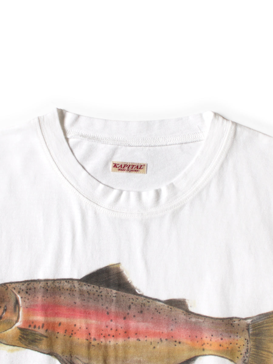 Kapital Jersey Crew T Shirt (2 Trout Peckish Rainbowy Print)