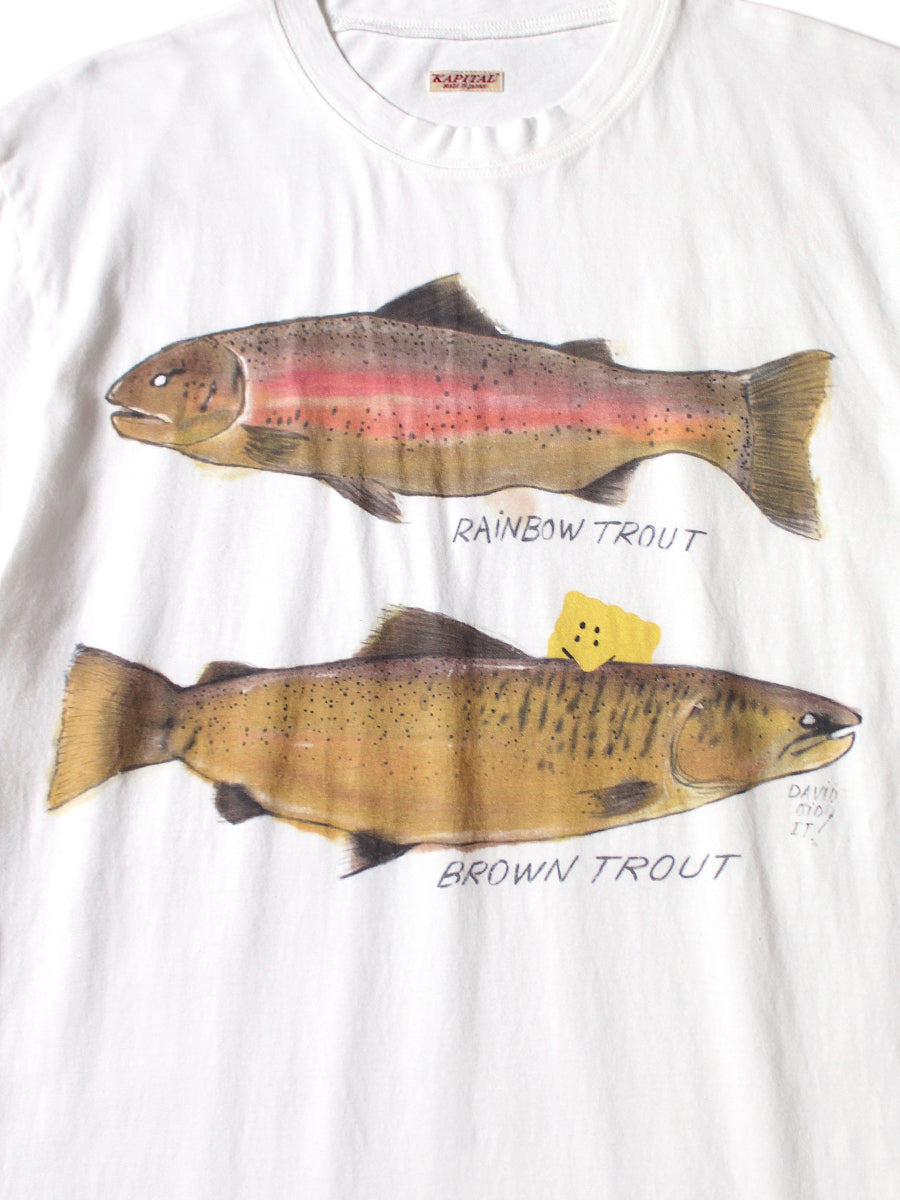 Kapital Jersey Crew T Shirt (2 Trout Peckish Rainbowy Print)