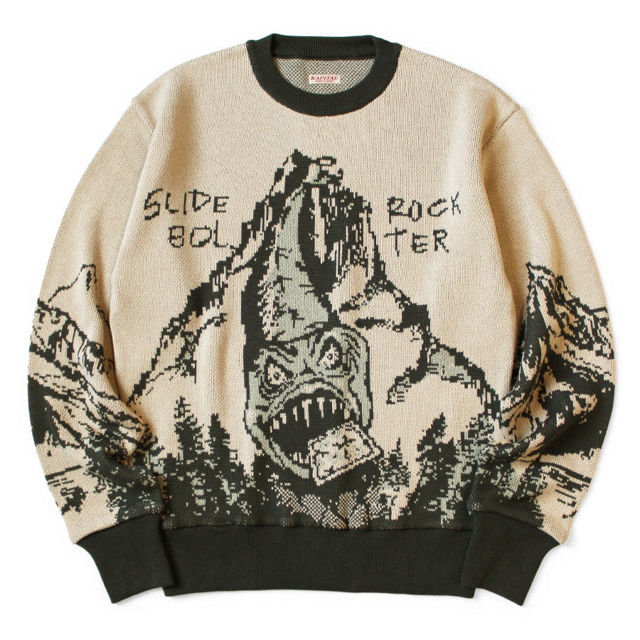 Kapital 8G Jacquard Knit Vintage Crew Sweater (The Slide Rock Bolter)