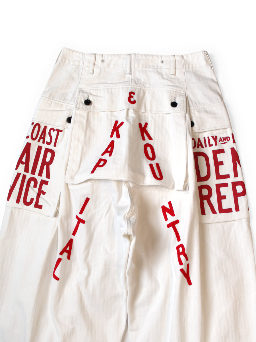 Kapital Herringbone Jumbo Monkey Pants (Factory Repair Print & Embroidery)