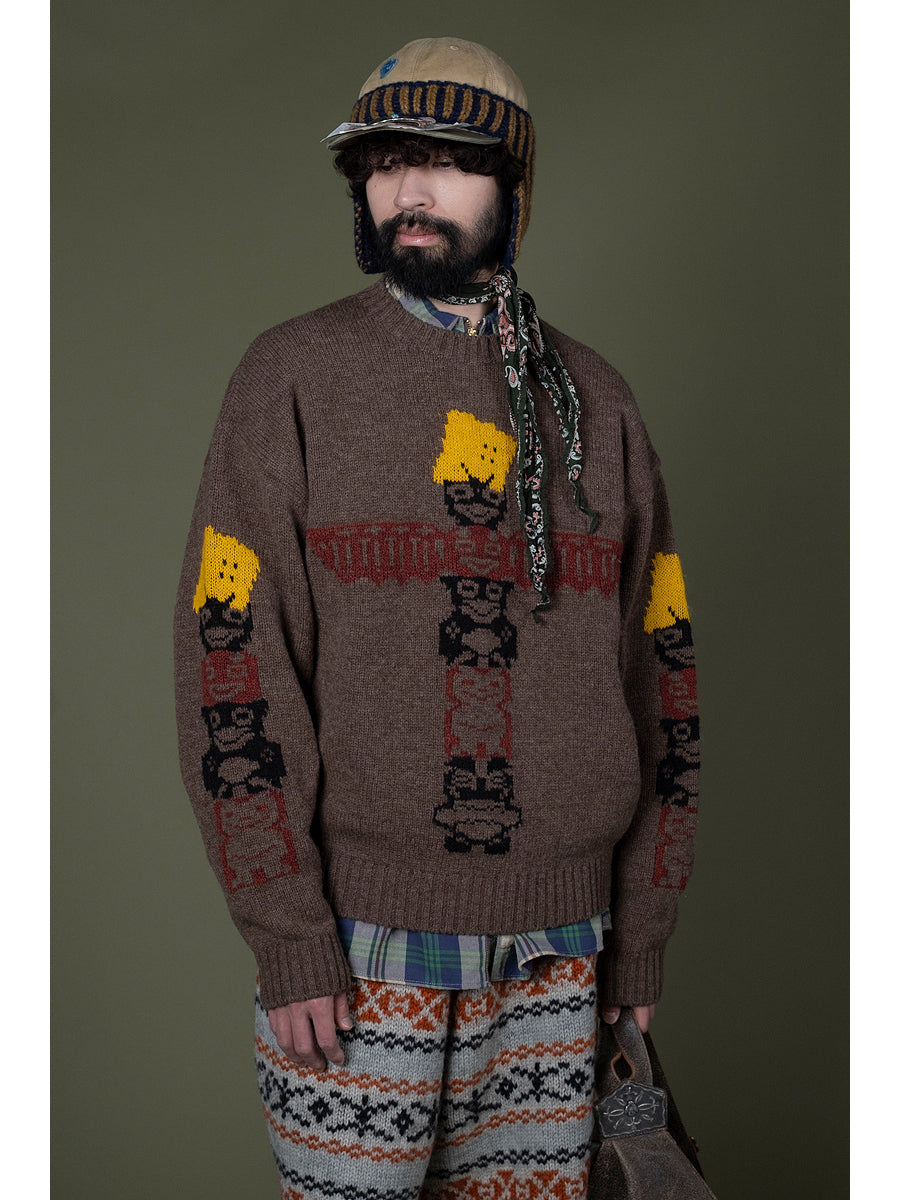 Kapital 5G Wool Peckish Totem Pole Crew Sweater