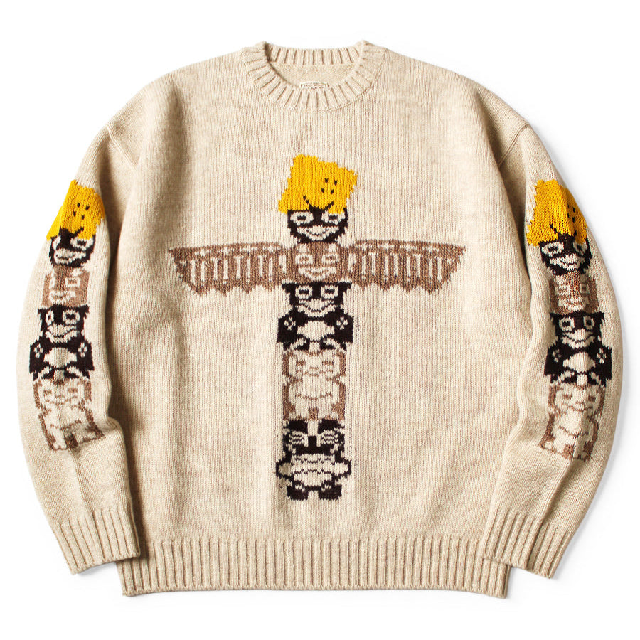 Kapital 5G Wool Peckish Totem Pole Crew Sweater | COJP Gallery
