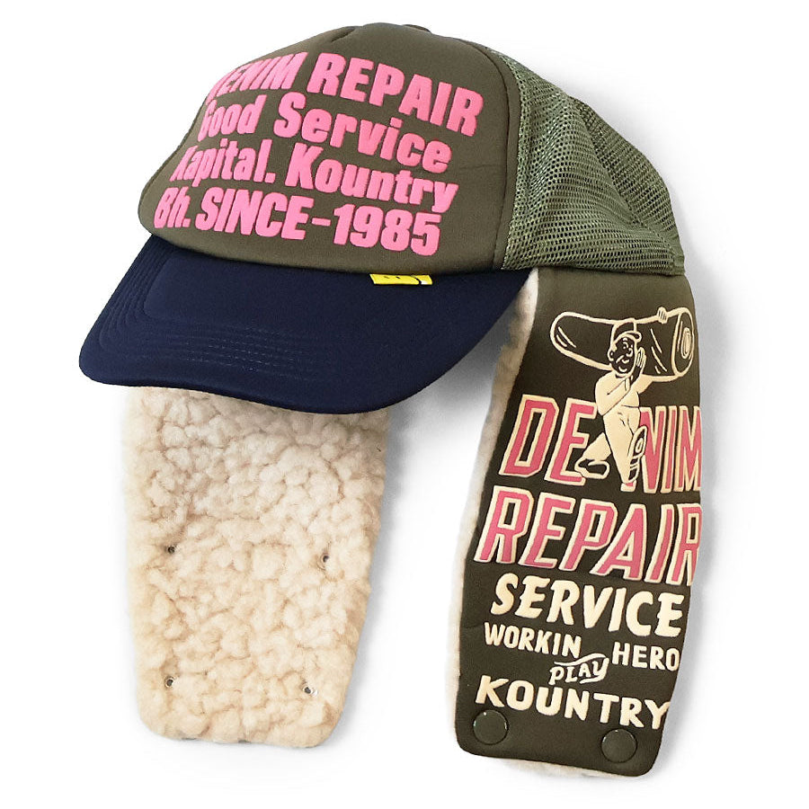 Kapital Denim Repair Service Lumber Trucker Cap