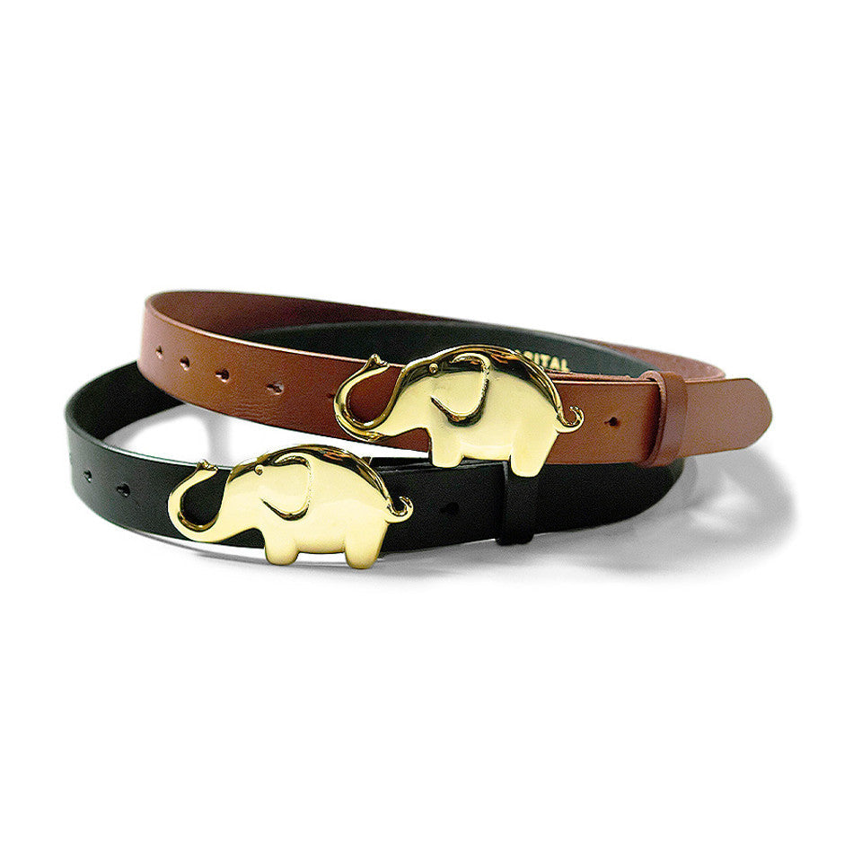 Kapital Leather Trunk Up Elephant Buckle Belt