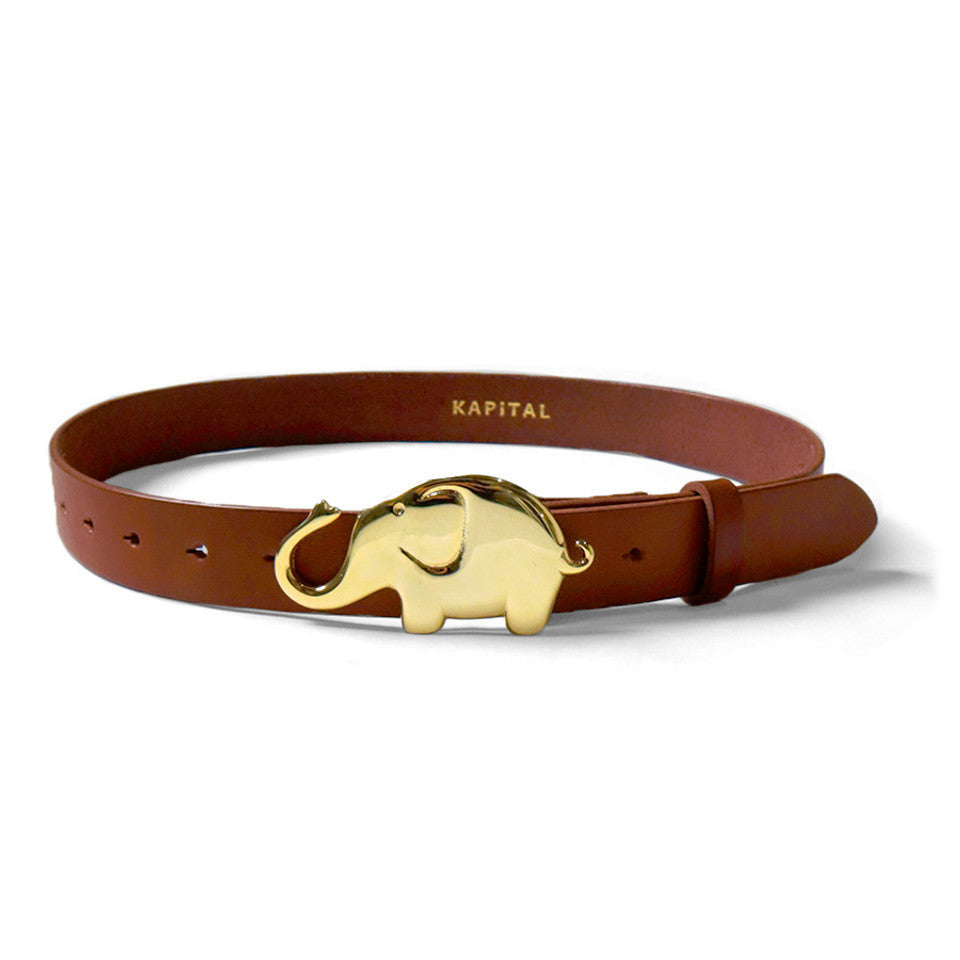 Kapital Leather Trunk Up Elephant Buckle Belt