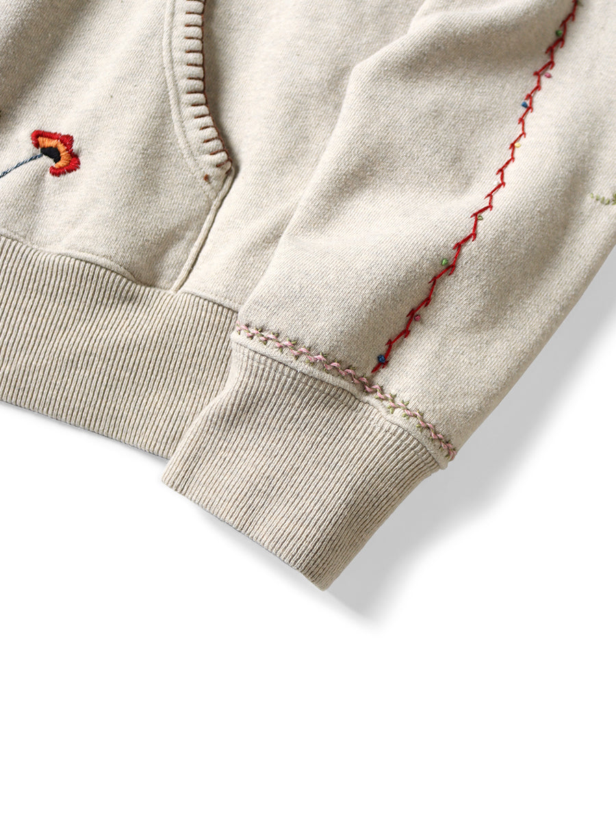 Kapital Top Fleece Hooded Sweatshirt (Crow & Cat Embroidery)