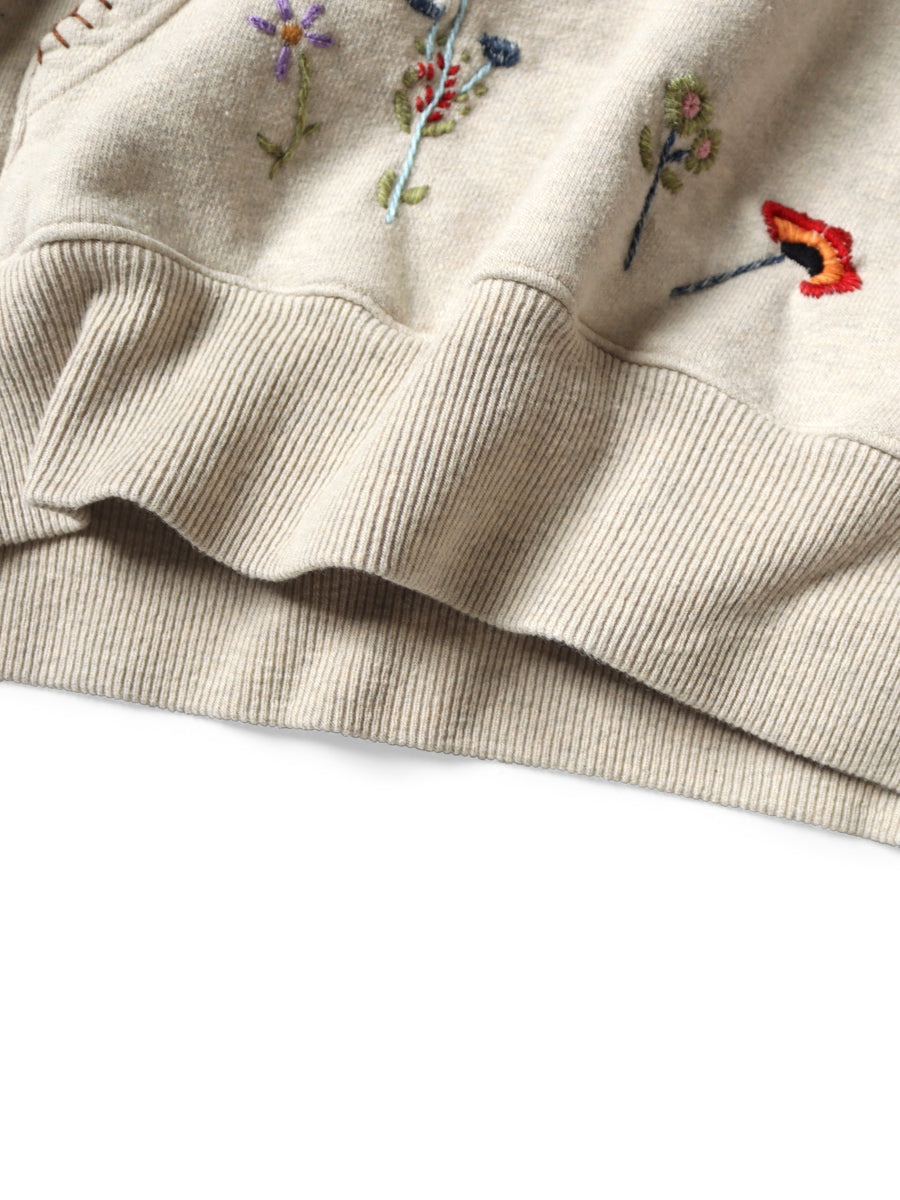 Kapital Top Fleece Hooded Sweatshirt (Crow & Cat Embroidery)