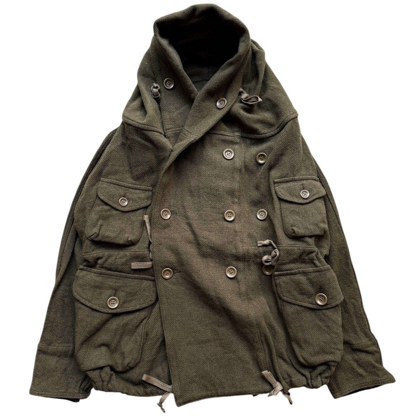Kapital Vintage Melton Wool Ring Coat Khaki