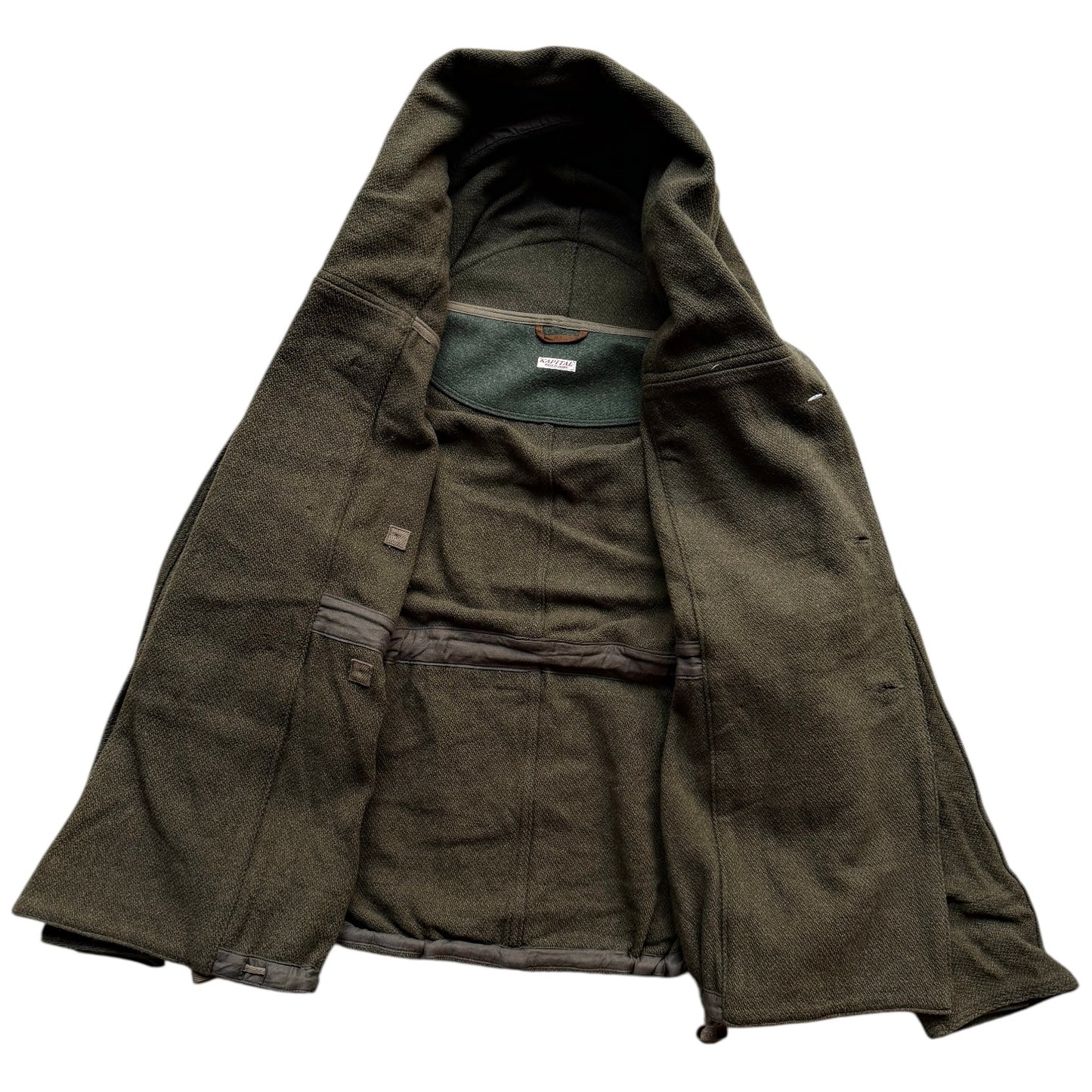 Kapital Vintage Melton Wool Ring Coat Khaki