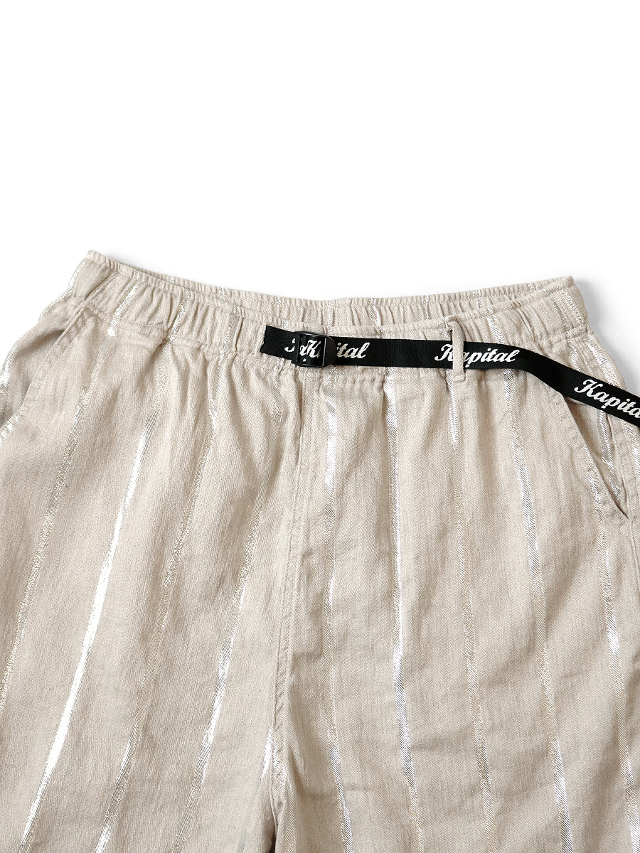 Kapital Linen Glitter Phillies Stripe Easy Shorts
