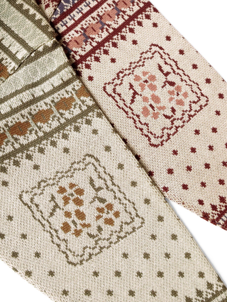 Kapital 8G Cotton Knit Peckish Rainbowy Fair Isle Crew Sweater