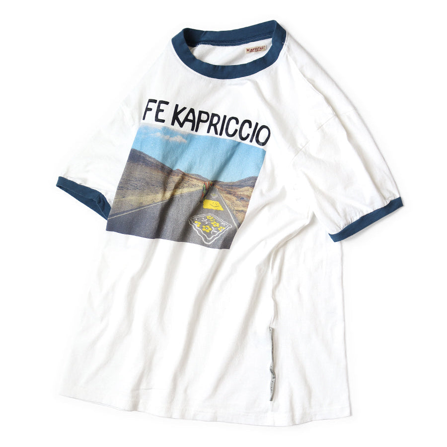 Kapital Tenjiku Ringer T-Shirt (Life Kapriccio Road Sign Painter Print)