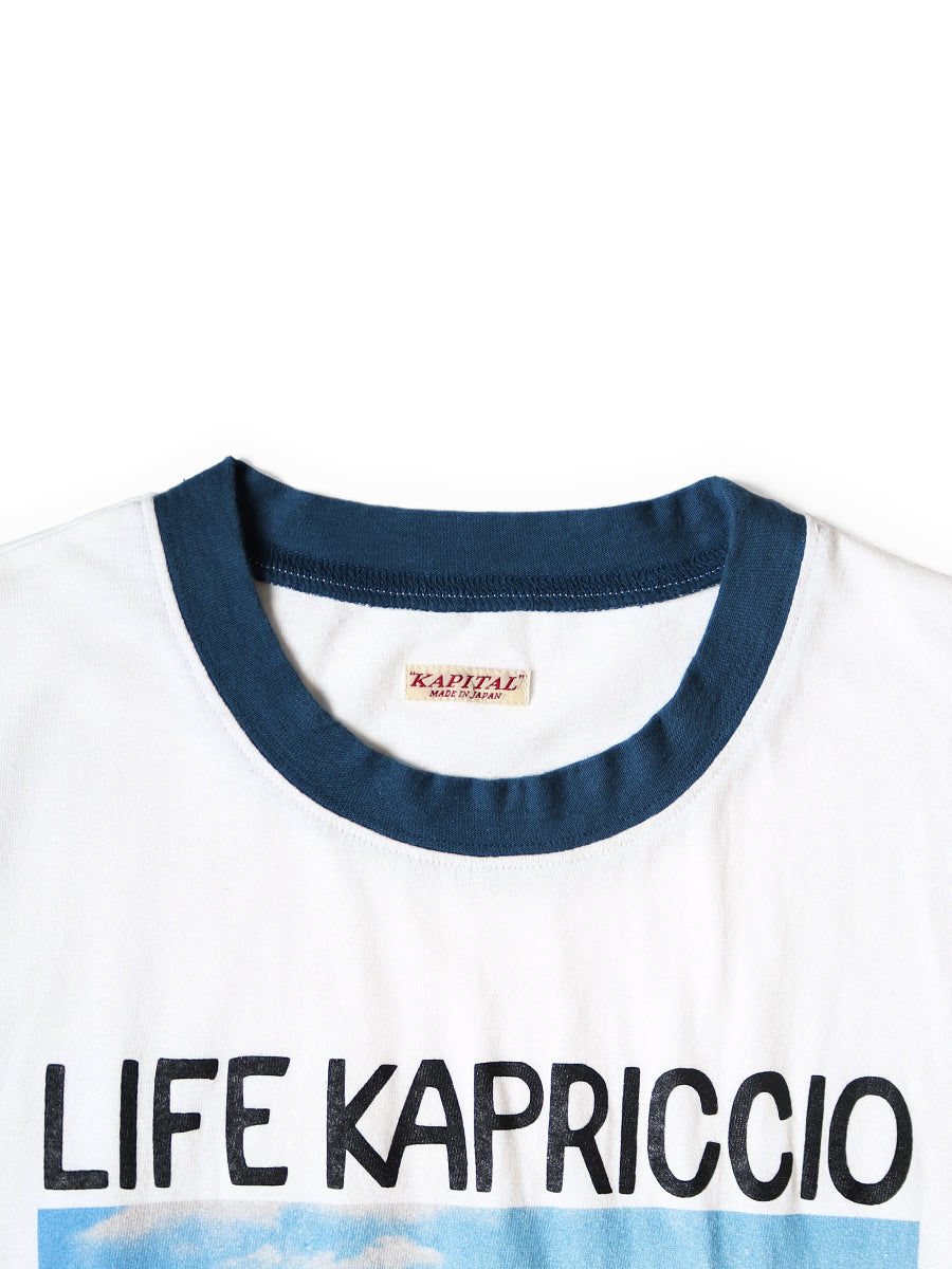 Kapital Tenjiku Ringer T-Shirt (Life Kapriccio Road Sign Painter Print)