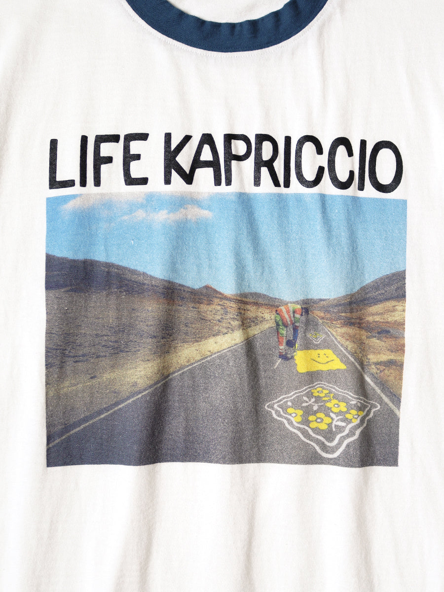 Kapital Tenjiku Ringer T-Shirt (Life Kapriccio Road Sign Painter Print)