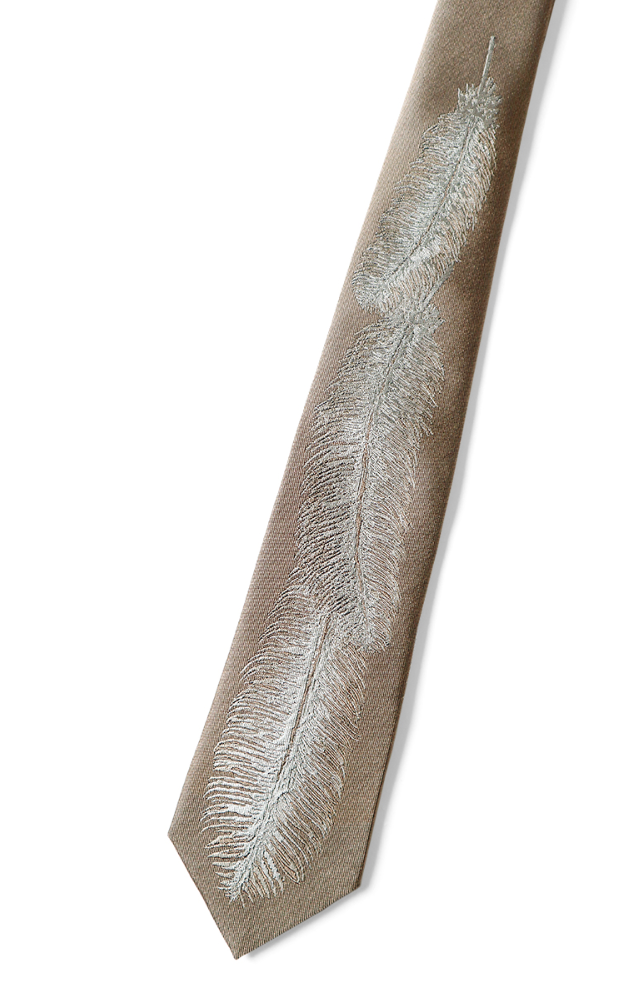 Kapital Silk Twill Feather Necktie