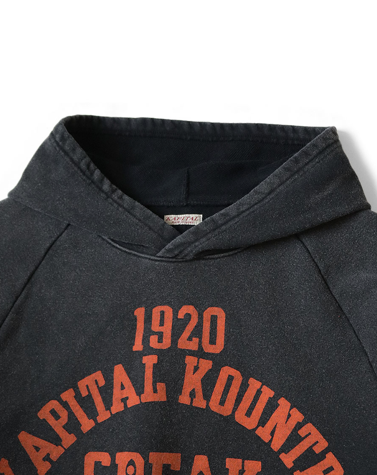 Kapital Raglan Hooded Fleece Sweatshirt (Speakeasy College Print)