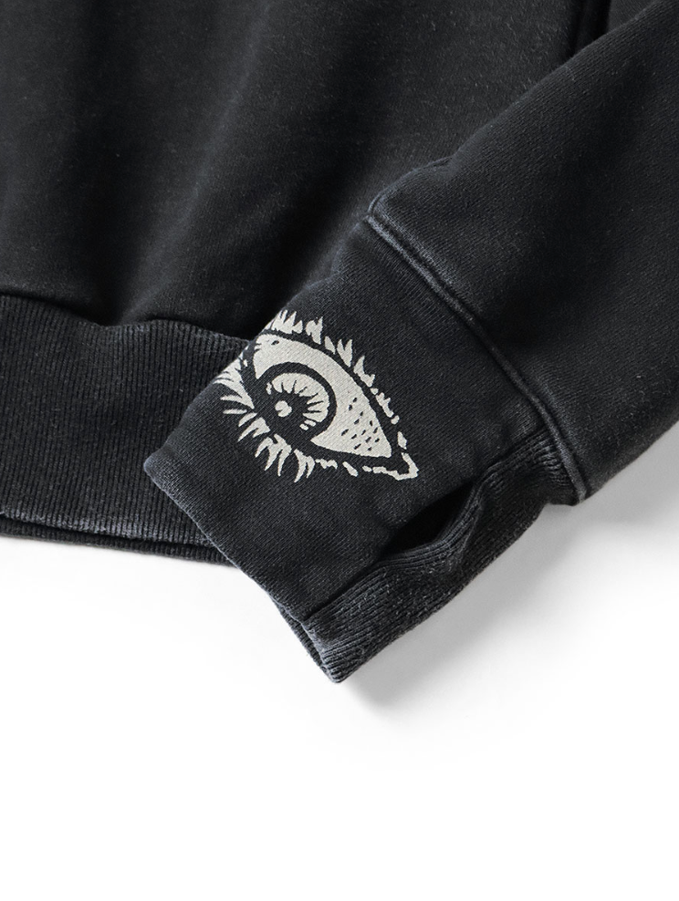 Kapital Raglan Hooded Fleece Sweatshirt (Speakeasy College Print)