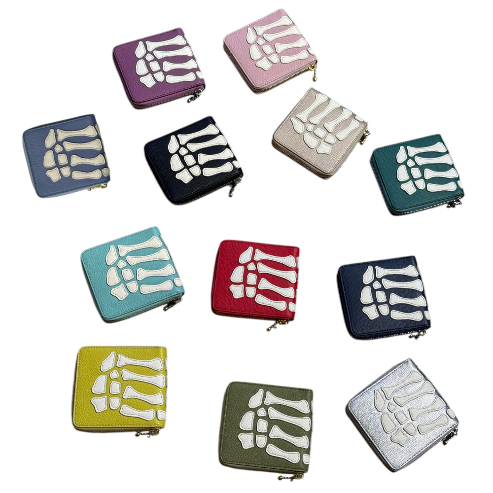 Kapital Thumbs Up Bone Hand Zip Wallet