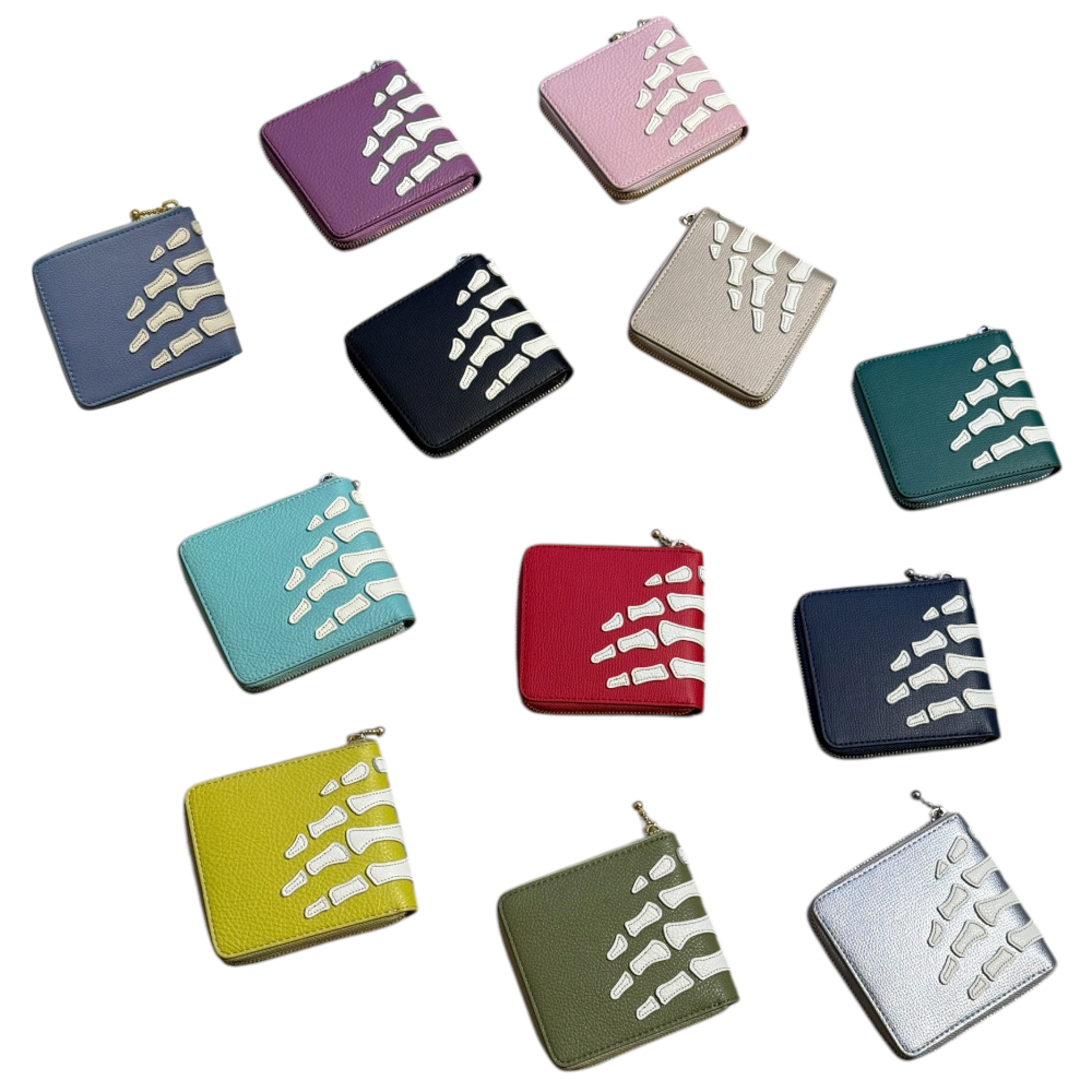 Kapital Thumbs Up Bone Hand Zip Wallet